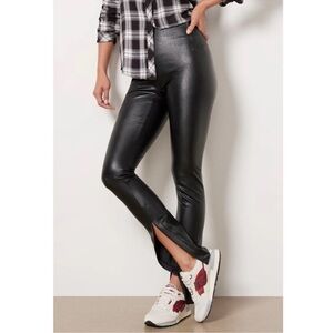 SPANX Front Slit Legging Black Faux Leather Pants